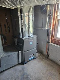 New furnace and ductwork in a basement