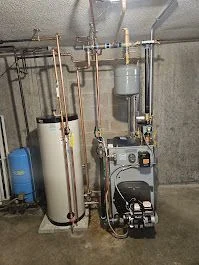 Boiler with copper piping and water heater